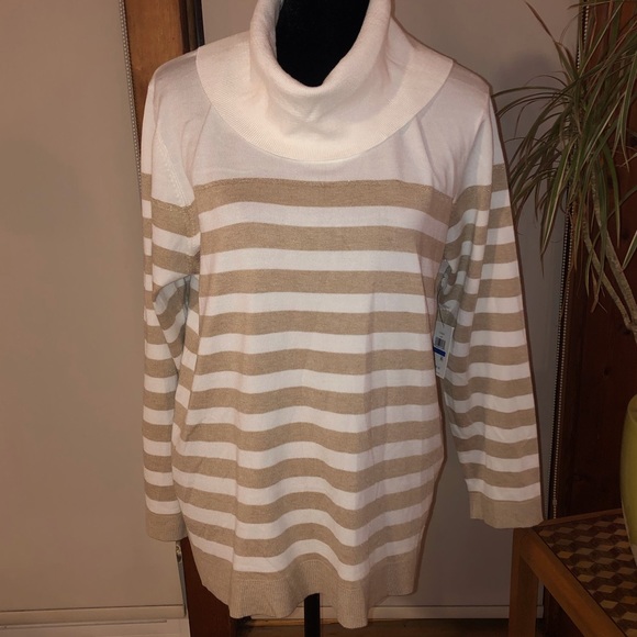 Calvin Klein Sweaters - NWT Calvin Klein Striped, Cowl Neck Sweater XL